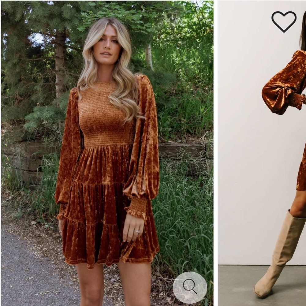 Baltic born crushed velvet light copper mini dress